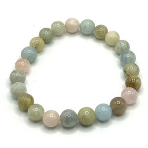 Morganite Pastel Colored Gemstone Stretch Round Bead Bracelet